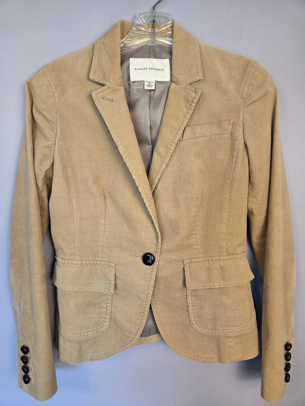 Banana Republic Corduroy Blazer Tan Womens 0 Business Casual Contemporary *flaw